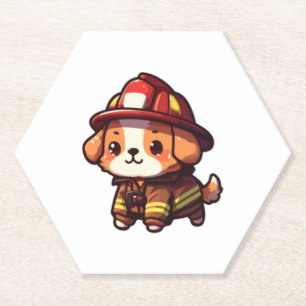 Hond brandweerman klassiek T-shirt (2) Kartonnen Onderzetters