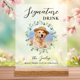 Hond bruiloft aangepaste foto handtekening Drinken Acryl Bord