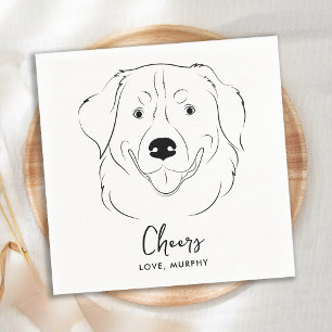 Hond Bruiloft Gepersonaliseerde Proost Gouden Retr Servet