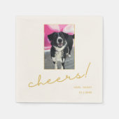 Hond bruiloft servetten goud proost huisdier foto (Voorkant)