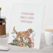 Hond bruiloft teken mama en papa's alsjeblieft reclamebord met voetstuk (Insitu)