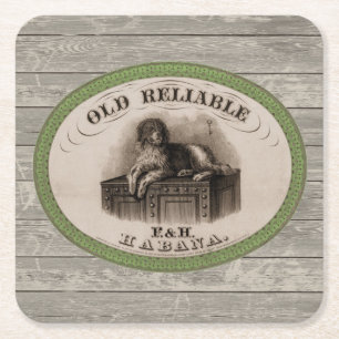  Hond Cigar Label Vierkante Kartonnen Onderzetter