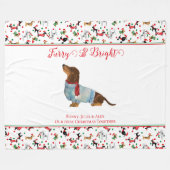 Hond Dachshund Door Sneeuw Kerstmis Furry Bright Fleece Deken (Voorkant (Horizontaal))