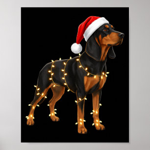 Hond Daschund Ingepakt in Kerstlichtjes - Feestdag Poster