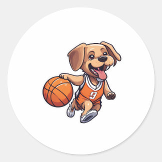 Hond die Basketbal speelt Ronde Sticker