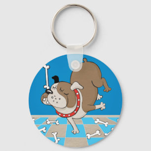 hond die een bot uitbalanceert sleutelhanger