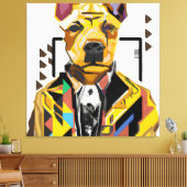 Hond die een pak draagt: digitale kunst canvas afdruk (Insitu (Woonkamer))