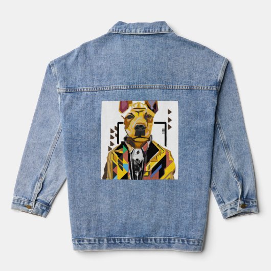Hond die een pak draagt: digitale kunst denim jacket (Achterkant)