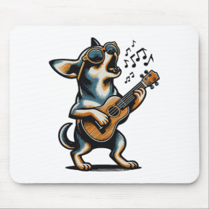 Hond die gitaar speelt zingende Chihuahua Grappige Muismat