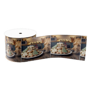 Hond die Kerstsnoepkoekjes Snuffelt Grosgrain Lint