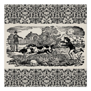 Hond die loopt - antieke huisdierkunst victoriaans perfect poster