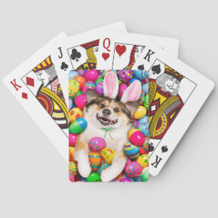Hond die op Pasen eieren ligt Pokerkaarten