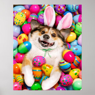 Hond die op Pasen eieren ligt Poster
