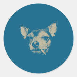 Hond die sigaret rookt Chihuahua Meme Ronde Sticker