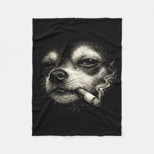 Hond die sigaret rookt grappig chihuahua gezicht m fleece deken
