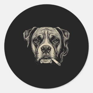 Hond die sigaret rookt Grappige Boxer Hond Meme Ronde Sticker