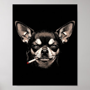 Hond die sigaret rookt Grappige Chihuahua Meme Man Poster