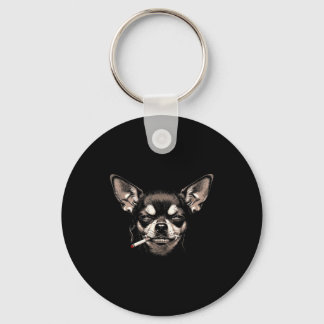 Hond die sigaret rookt Grappige Chihuahua Meme Man Sleutelhanger