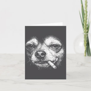 Hond die sigaret rookt Grappige Chihuahua Meme Ret Bedankkaart