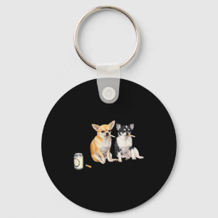 Hond die sigaret rookt Grappige Chihuahua Meme Sleutelhanger