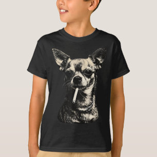 Hond die sigaret rookt grappige chihuahua meme t-shirt