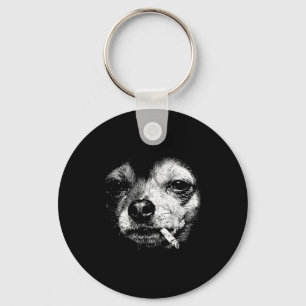 Hond die sigaret rookt Grappige Chihuahua Meme Vin Sleutelhanger