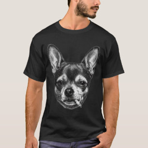 Hond die sigaret rookt grappige chihuahua meme vin t-shirt