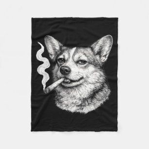 Hond die sigaret rookt grappige corgi meme vaderda fleece deken