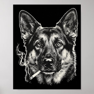 Hond die sigaret rookt grappige Duitse herder meme Poster