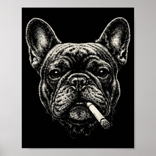 Hond die sigaret rookt grappige Franse Bulldog Mem Poster