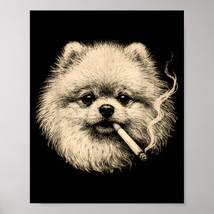 Hond die sigaret rookt Grappige Meraniaanse Meme Poster