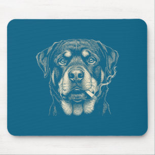 Hond die sigaret rookt Grappige Rottweiler Kunstwe Muismat
