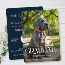 Hond Diploamfeest Uitnodiging Huisdier Foto Navybl