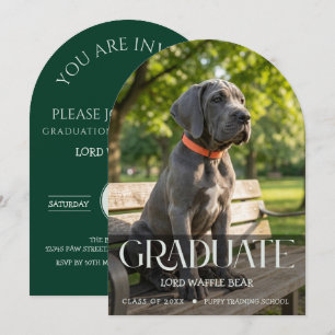 Hond Diploma Uitnodiging Huisdier Foto in Smaragd