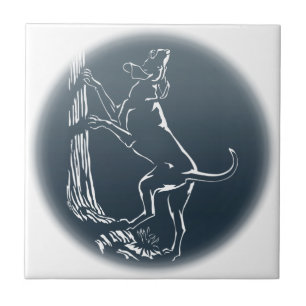 Hond Dog Art keramische speelgoedjager Tegeltje