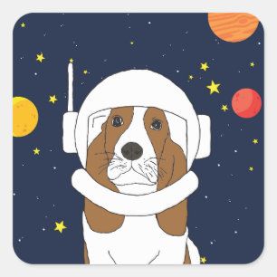 Hond Dog Astronaut Animal met Space Helmet Baby  Vierkante Sticker