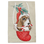 Hond Dog Kerstmis Medium Cadeauzakje (Voorkant)