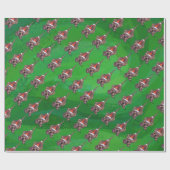 Hond Dog Kerstmis op groen Cadeaupapier (Vlak)