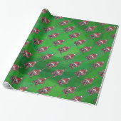 Hond Dog Kerstmis op groen Cadeaupapier (Uitgerold)