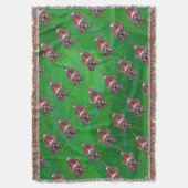 Hond Dog Kerstmis op groen Deken (Voorkant Verticaal)