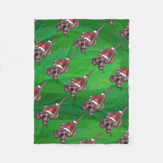 Hond Dog Kerstmis op groen Fleece Deken (Voorkant)