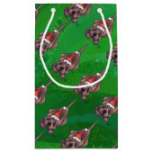 Hond Dog Kerstmis op groen Klein Cadeauzakje (Achterkant)