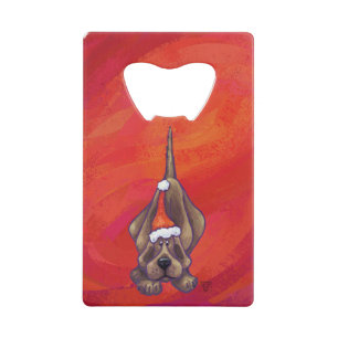 Hond Dog Kerstmis op rood Kredietkaart Flessenopener