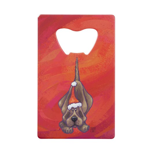 Hond Dog Kerstmis op rood Kredietkaart Flessenopener (Voorkant)