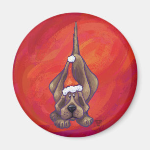 Hond Dog Kerstmis op rood Magneet