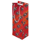 Hond Dog Kerstmis op rood Wijn Cadeautas (Achterkant Gekanteld)