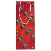 Hond Dog Kerstmis op rood Wijn Cadeautas (Achterkant)