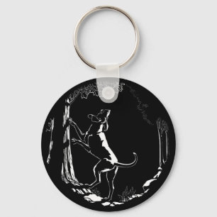 Hond Dog Sleutelhanger Hunting Dog Art Sleutelhang