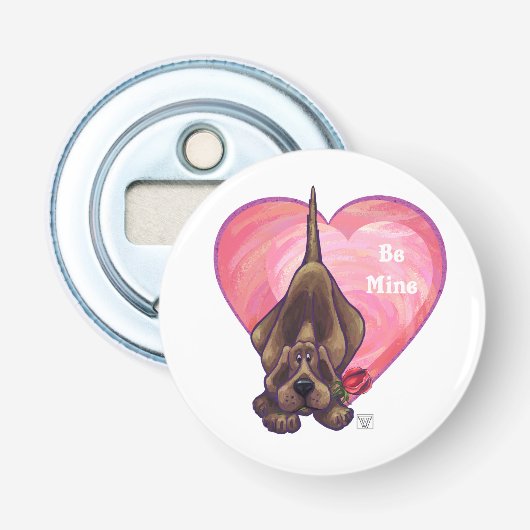 Hond Dog Valentijnsdag Button Flesopener (Voorkant)