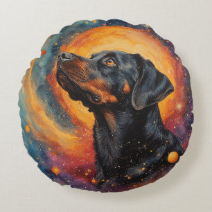 Hond door Whimsical Cosmos Rond Kussen